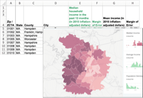 Screenshot of Map and Spreadsheet